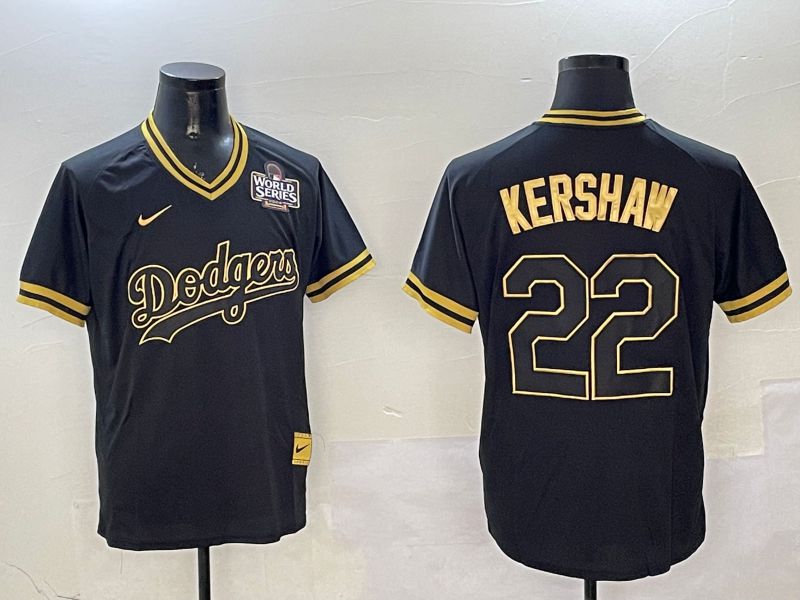 Men Los Angeles Dodgers #22 Kershaw Black Gold Game 2025 Nike MLB Jersey style 3253